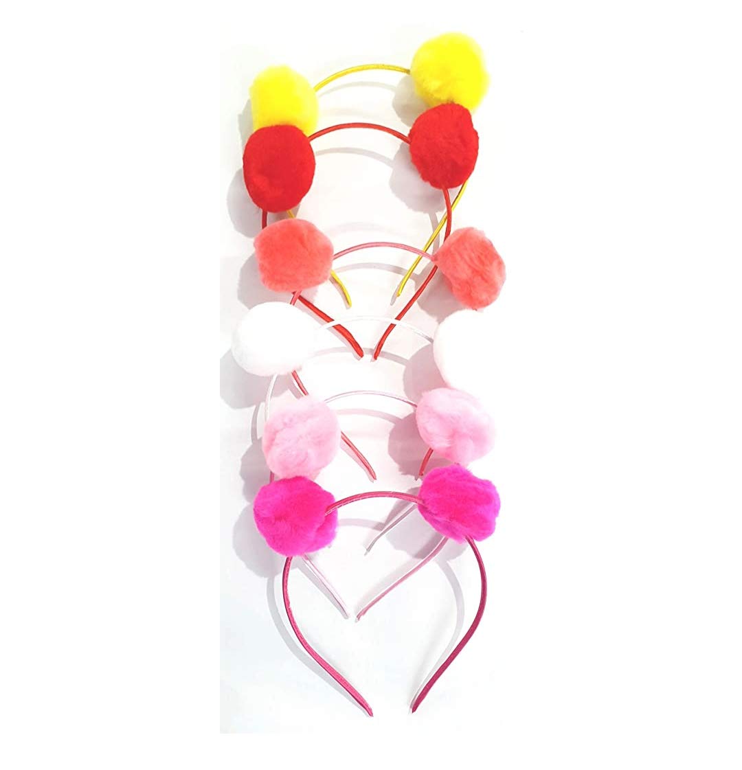 **HOMEMATES 6-Pack Plastic Hair Bands with Pom Pom Teeth - Soft Stretch Headbands for Women & Girls - Perfect for Sports, Workouts, and Everyday Use**