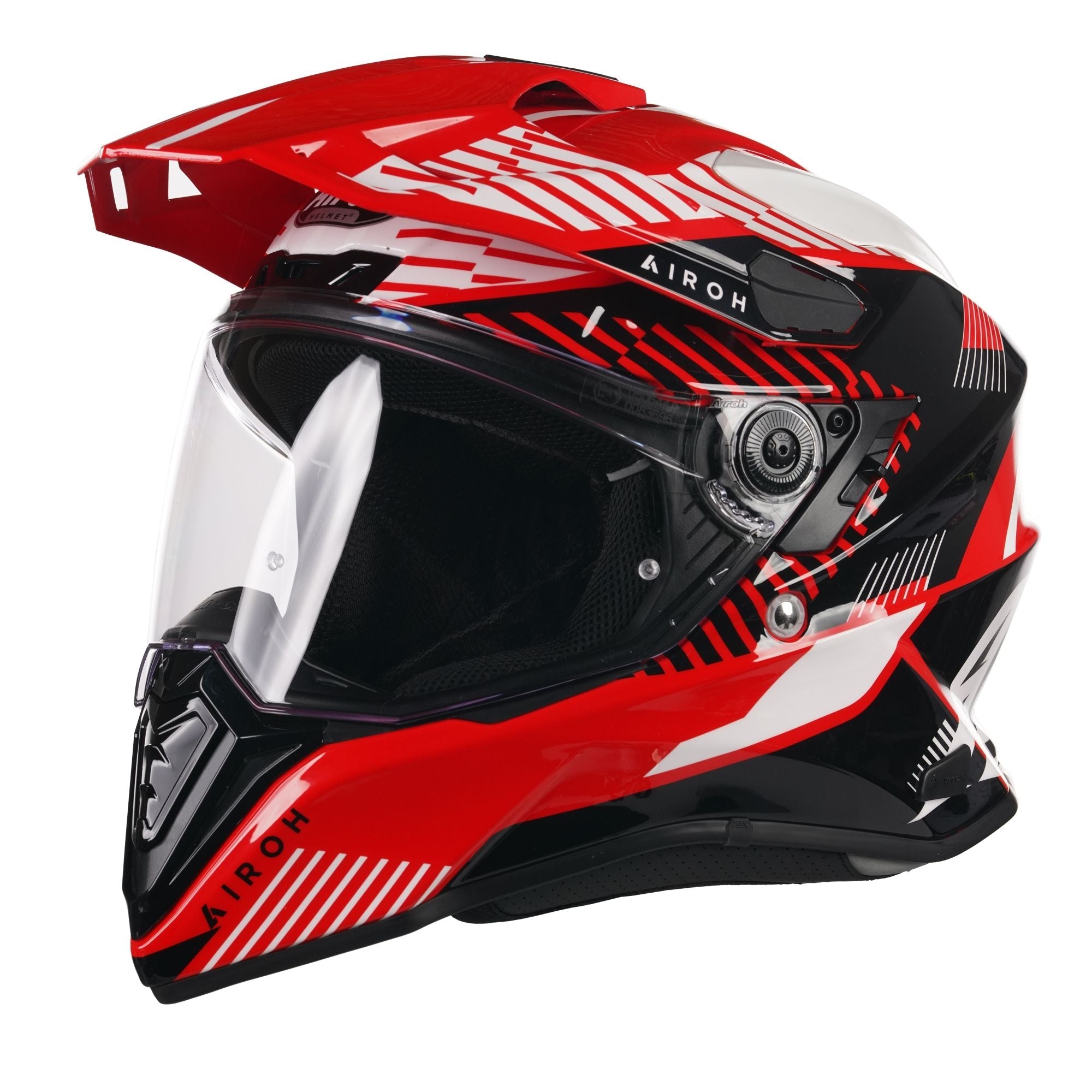 Airoh Commander Adventure Gloss Boost Red Motorcycle Helmet - Lightweight DOT Certified Full Face Helmet for Street & Off-Road Biking - Perfect for Adventure Touring & Long-Distance Riding