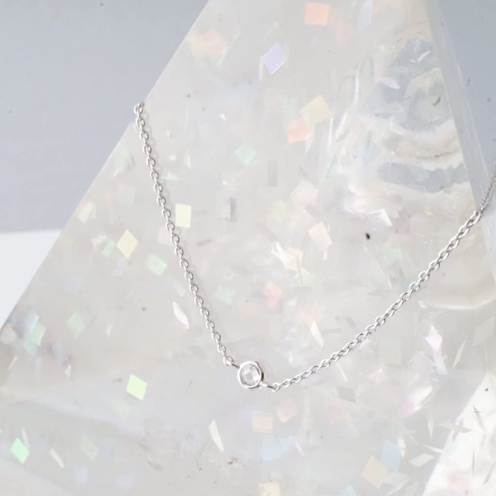 Honeycat Solo Tiny Crystal Bezel Necklace - Gold, Rose Gold, Silver | Minimalist Delicate Jewelry for Women | Perfect for Everyday Wear, Date Night & Special Occasions