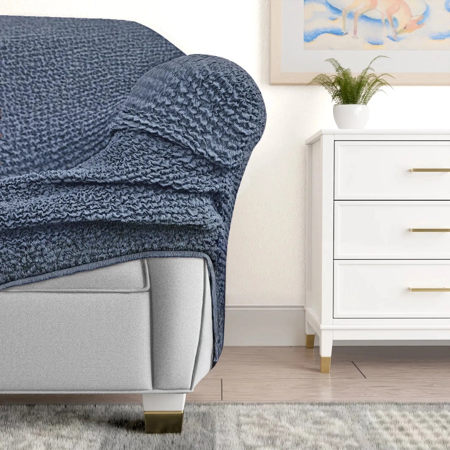 Comfortable Reclining Armchair Slipcover - Mille Righe Collection | Stretchable & Washable Sofa Cover for Living Room, Bedroom, or Home Theater