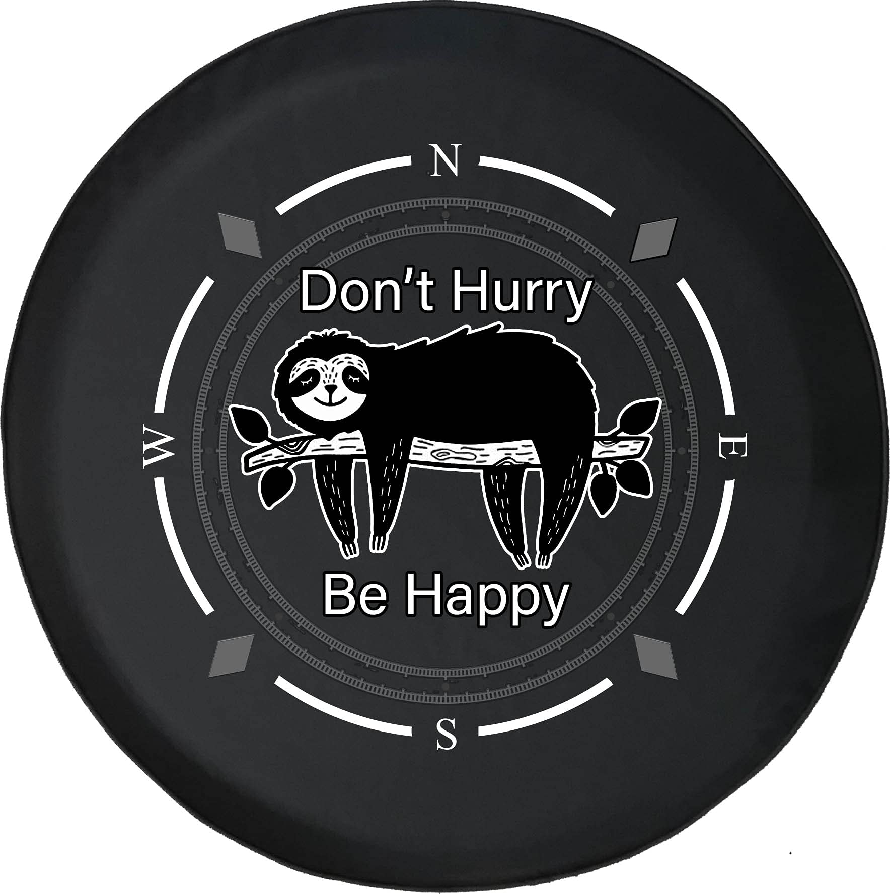 Premium Spare Tire Cover with 'Don't Hurry Be Happy' Sloth Design - Universal Fit for SUV, Trailer, RV & Most Vehicles | Waterproof & UV-Resistant Wheel Accessory for Outdoor Adventures & Road Trips