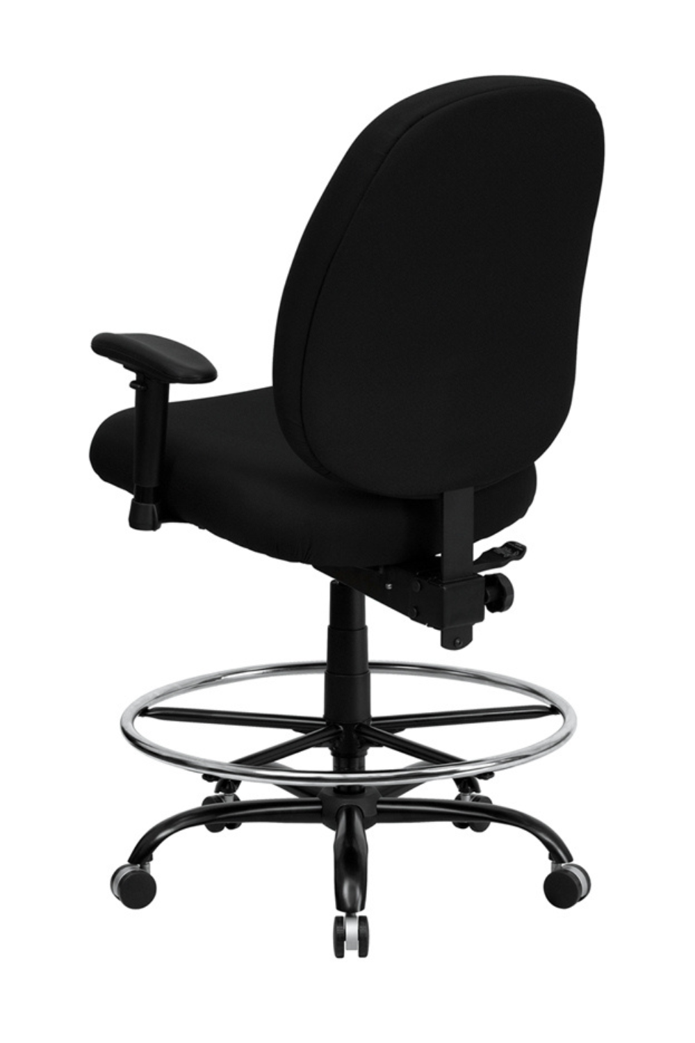 HERCULES Series Big & Tall 400 lb. Capacity Black Fabric Ergonomic Drafting Chair - Adjustable Back Height & Arms - Perfect for Office, Studio & Home Workspaces