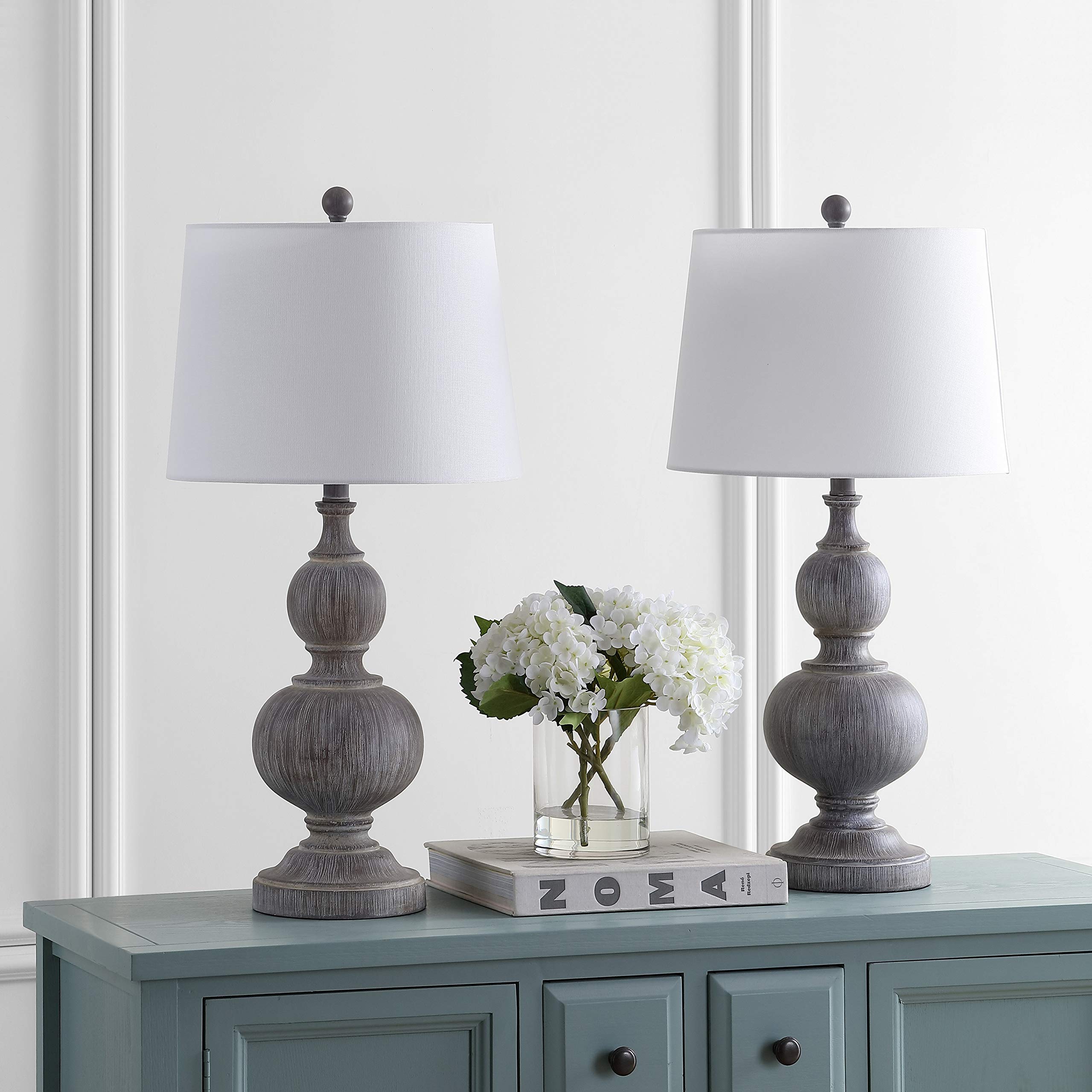 SAFAVIEH Ephraim Brown 29-inch Table Lamp Set of 2 with LED Bulbs - Modern Bedside Lighting for Bedroom, Living Room & Home Office - Perfect for Reading, Working & Ambient Decor