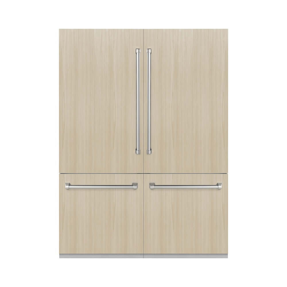 ZLINE 60 Inch 32.2 Cu. Ft. Panel Ready French Door Built-In Bottom Freezer Refrigerator with Water Dispenser & Ice Maker - Graphite Gray Interior (GRBIV 60) for Modern Kitchen & Open Concept Living Spaces
