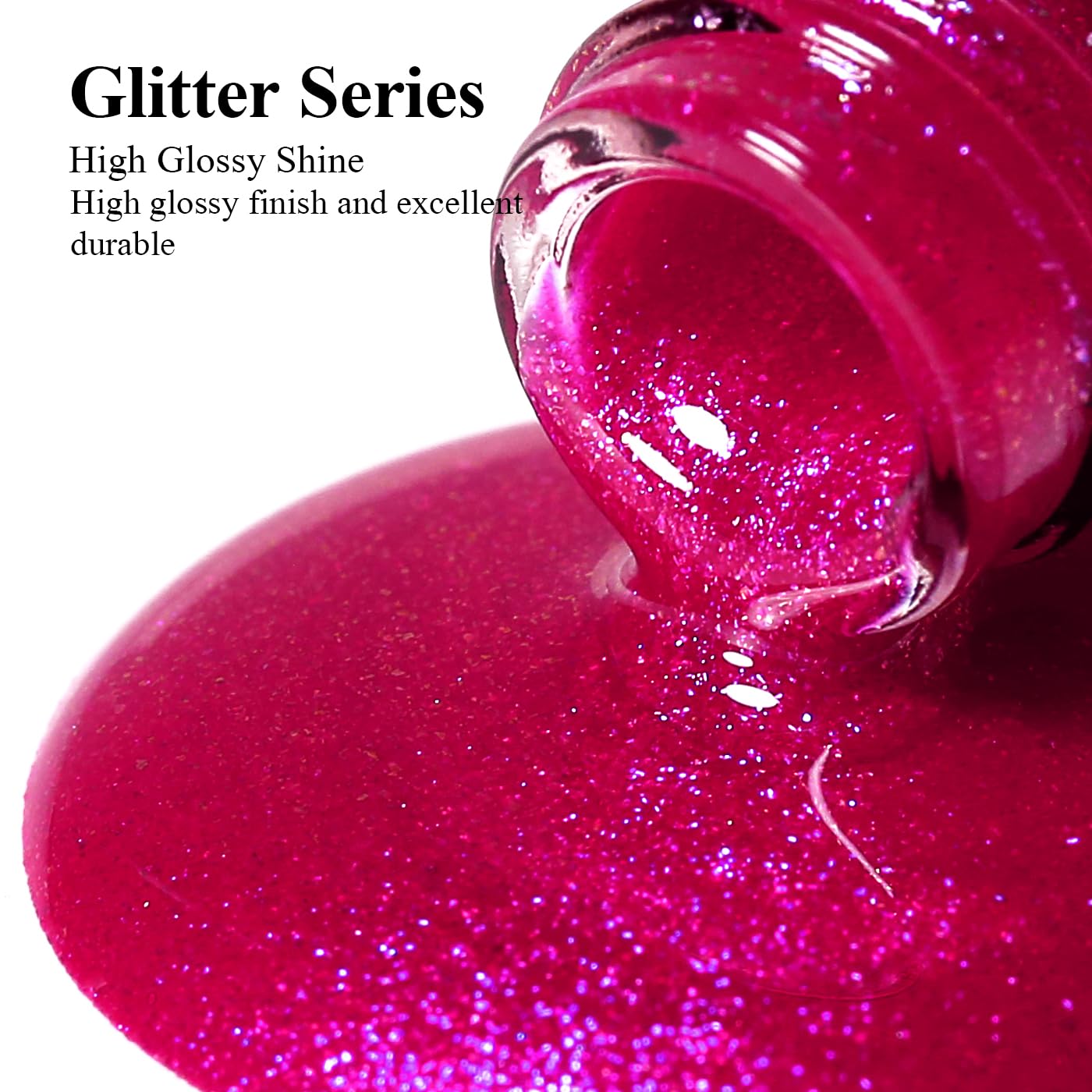 **Imtiti Hot Pink Iridescent Glitter Gel Nail Polish - Soak Off LED/UV Shimmer Sparkle Nail Gel for DIY Manicure & Salon Kit (10ML) - Perfect for Women & Girls, Nail Art, Parties & Special Occasions**