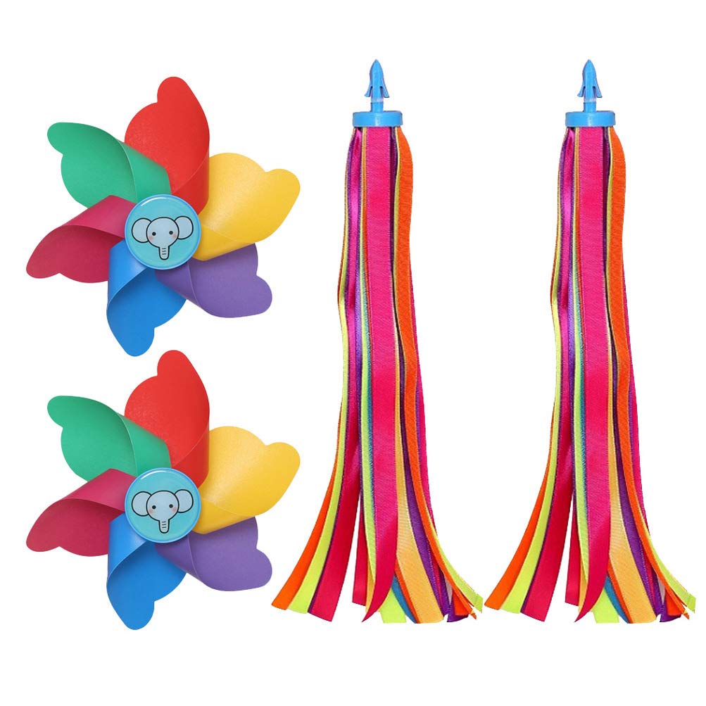 CLISPEED 6 Pack Bike Handlebar Streamers for Kids - Colorful Bicycle Tassels, Windmill Decorations & Grips Accessories - Perfect for Birthday Gifts, Cycling Parties and Bike Parades