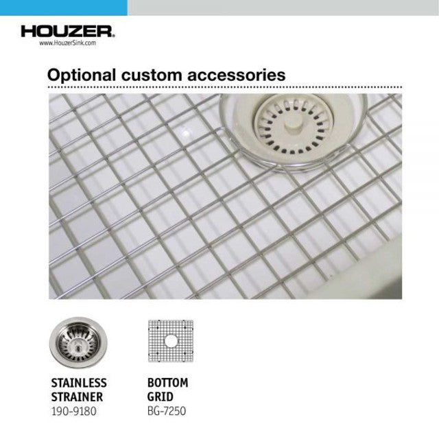 Houzer Platus Series 33-Inch Fireclay Kitchen Sink - Dual Mount Undermount/Apron Front Farmhouse Double Bowl (50/50 Split) - Perfect for Modern Farmhouse, Rustic & Traditional Kitchen Remodels