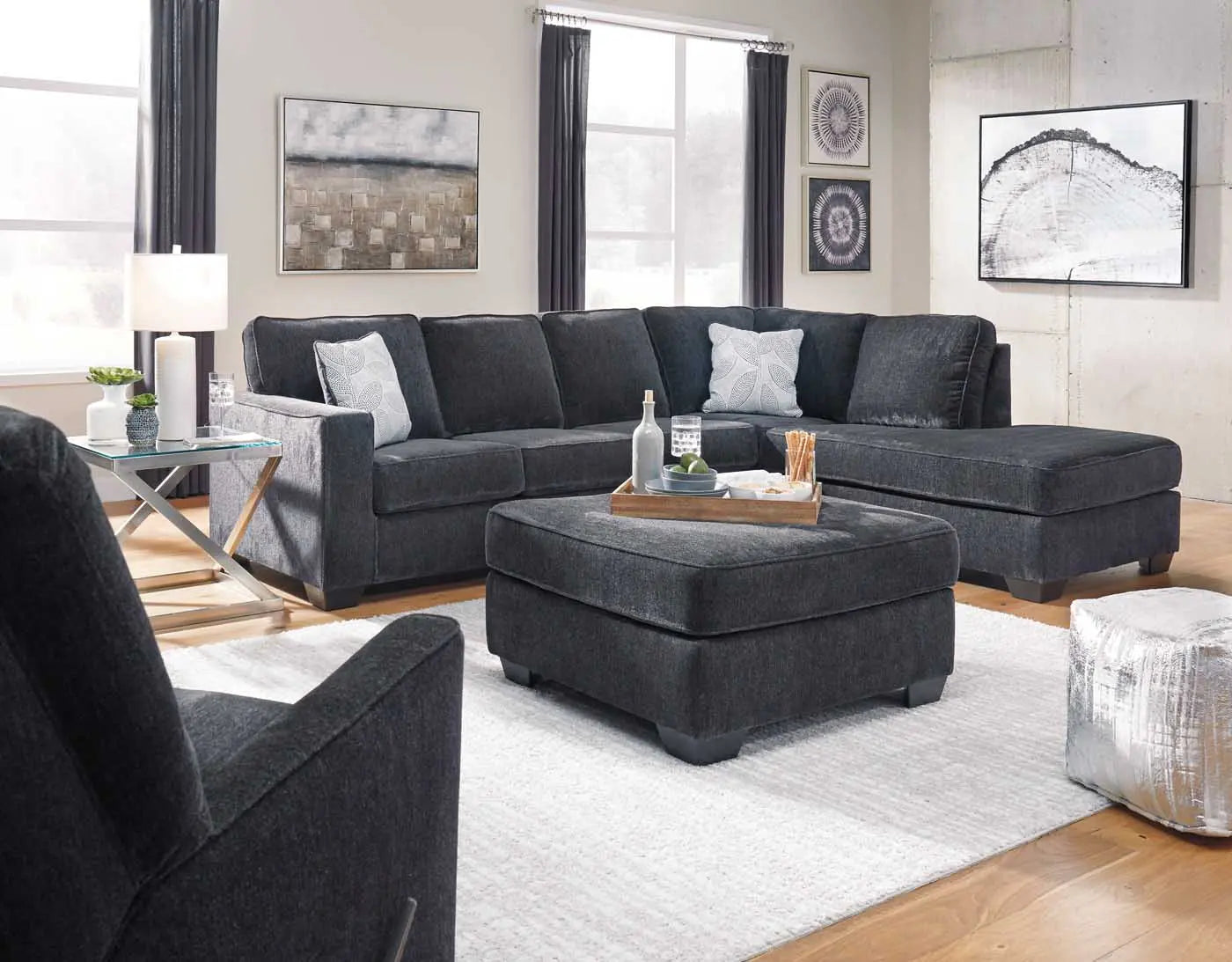 Altari 2-Piece RFH Chaise Sectional Sofa Set in Slate Gray - Modern L-Shaped Couch for Living Room, Lounge & Family Room Comfort