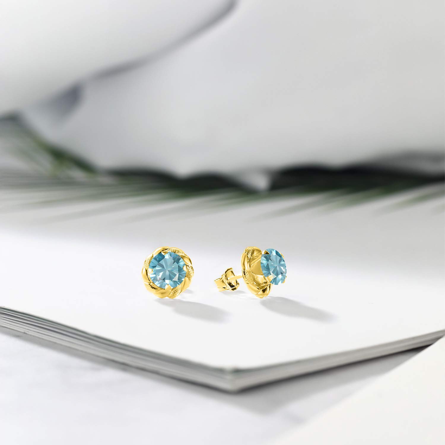 Gem Stone King 925 Sterling Silver 6MM Round Gemstone Birthstone Flower Stud Earrings for Women & Men - Perfect Gift for Birthday, Anniversary & Special Occasions