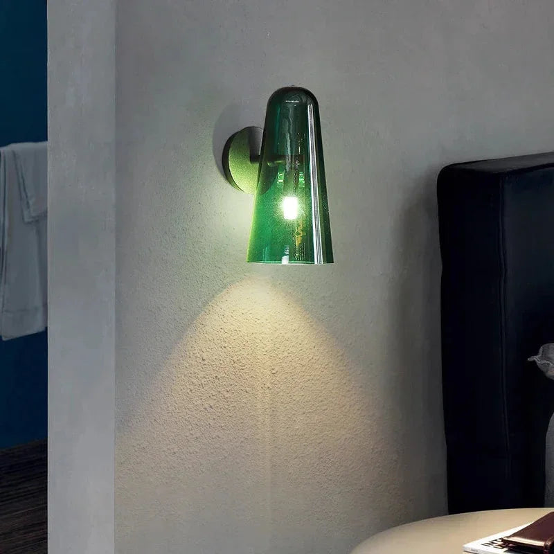 Verdant Glow Modern Glass Wall Sconce - Energy Efficient LED Wall Light Fixture for Bedroom, Living Room & Hallway Decor
