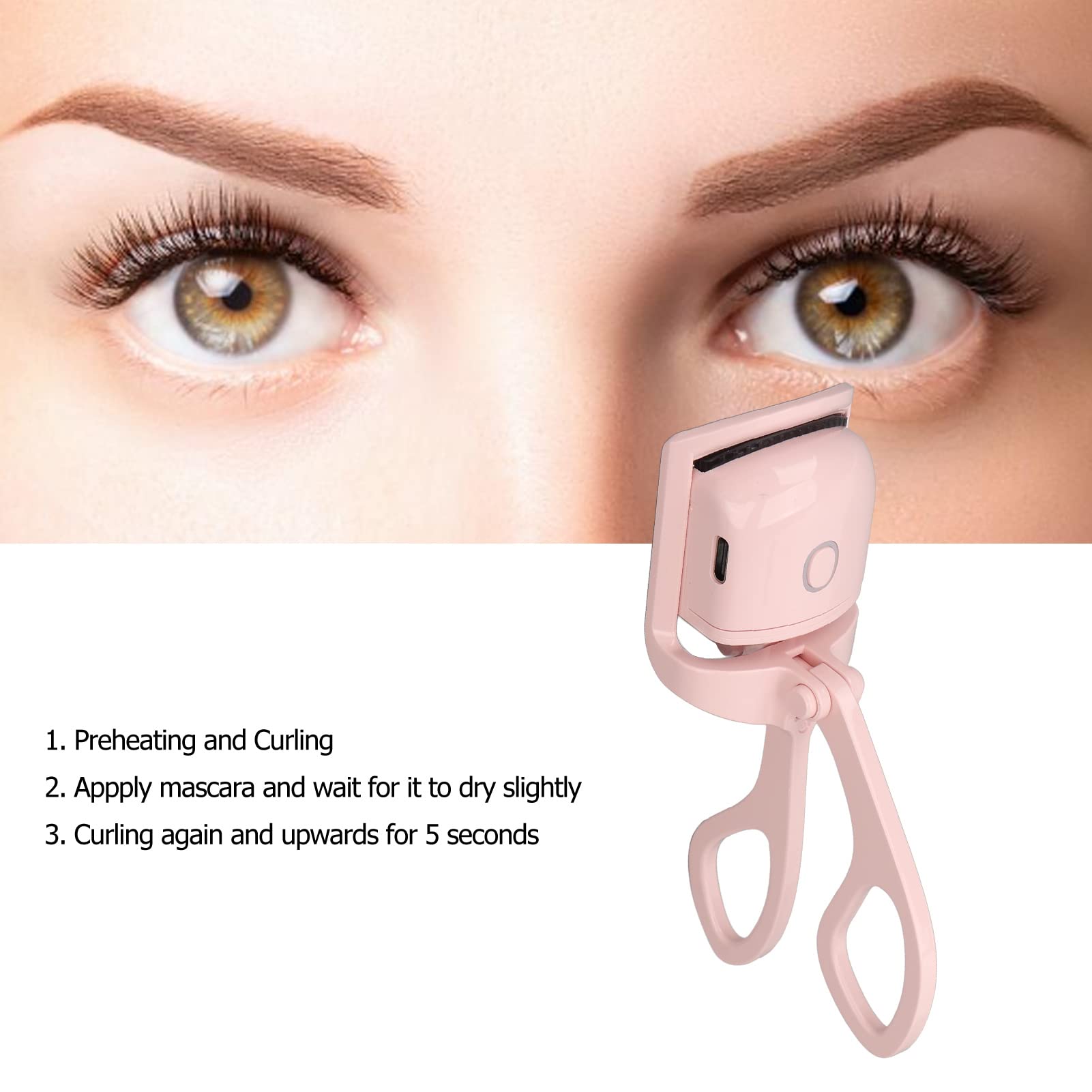 Rechargeable Electric Heated Eyelash Curler - Ergonomic Mini Lash Curling Tool for Home & Travel (Pink) | Perfect for Daily Makeup, Salon-Like Curls at Home, Gifts for Beauty Lovers