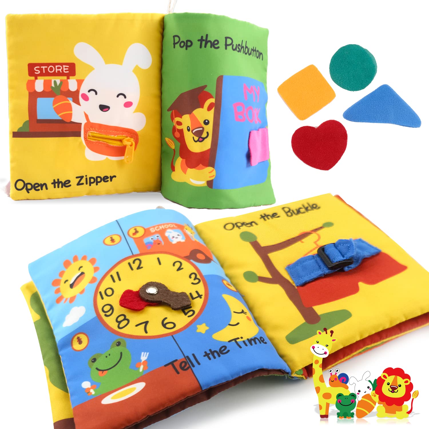 Richgv Montessori Baby Books & Toys for 6-12 Months - First Story Busy Book with 10 Pages, Early Learning Activities for 1-2 Year Old Boys & Girls - Perfect for Travel, Preschool Education & Sensory Development