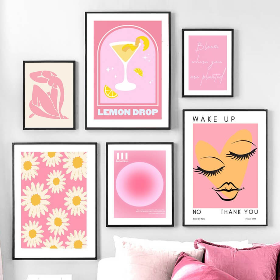 Pastel Pink Wall Art Canvas Prints - Aesthetic Gallery Decor for Living Room, Bedroom & Office - Perfect for Home & Office Decor