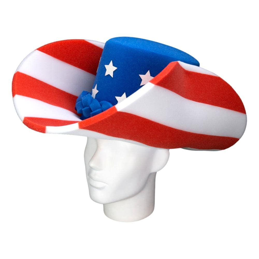USA Giant Cowboy Hat for Men - Handmade Foam Party Hat with 40 Gallon Design - Custom Cowboy Party Favors for Crazy Hat Day & 4th of July Celebrations - Perfect for Western Themed Parties, Costume Events and Country Music Festivals