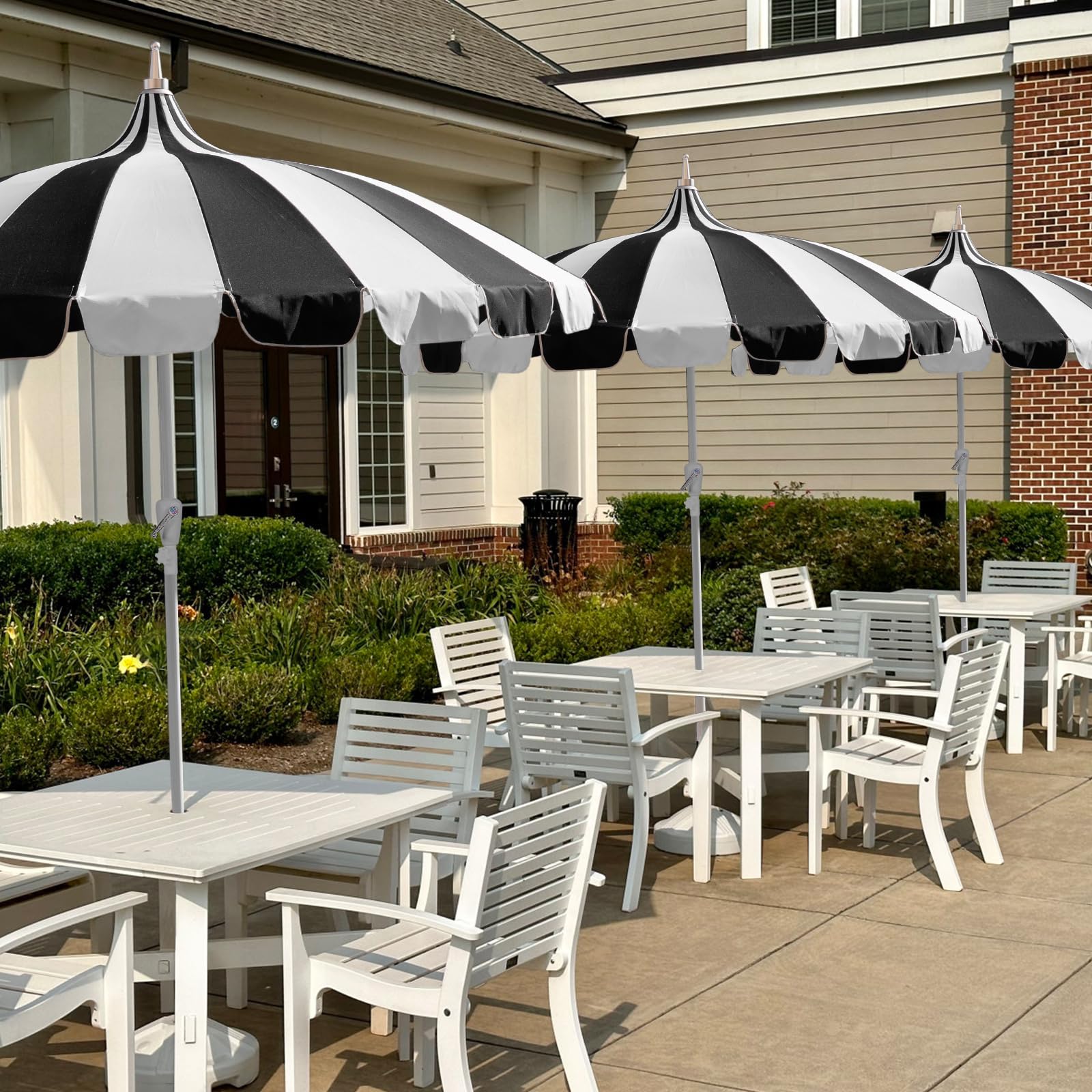 8Ft Patio Pagoda Umbrella with Heavy Duty Pole - UV Protection Outdoor Market Umbrella for Pool, Garden, Backyard - Perfect for Holiday Gatherings, Beach Parties & Outdoor Dining