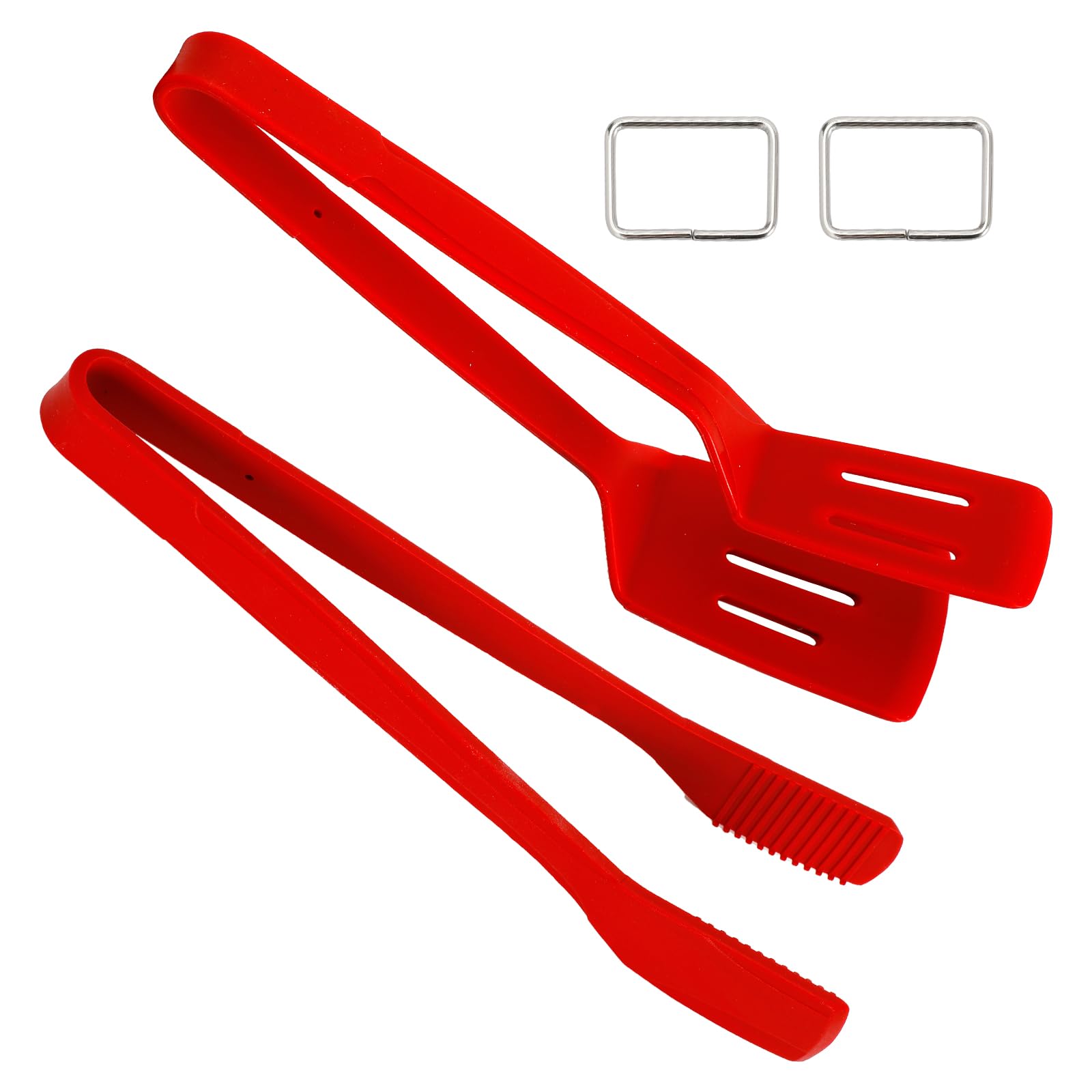 2Pcs Silicone Kitchen Tongs - Heat Resistant Stainless Steel Grill Tongs with Non-Slip Silicone Tips for BBQ, Flipping Fish, Steak & Cooking - Perfect for Grilling, Frying, Serving & Kitchen Use