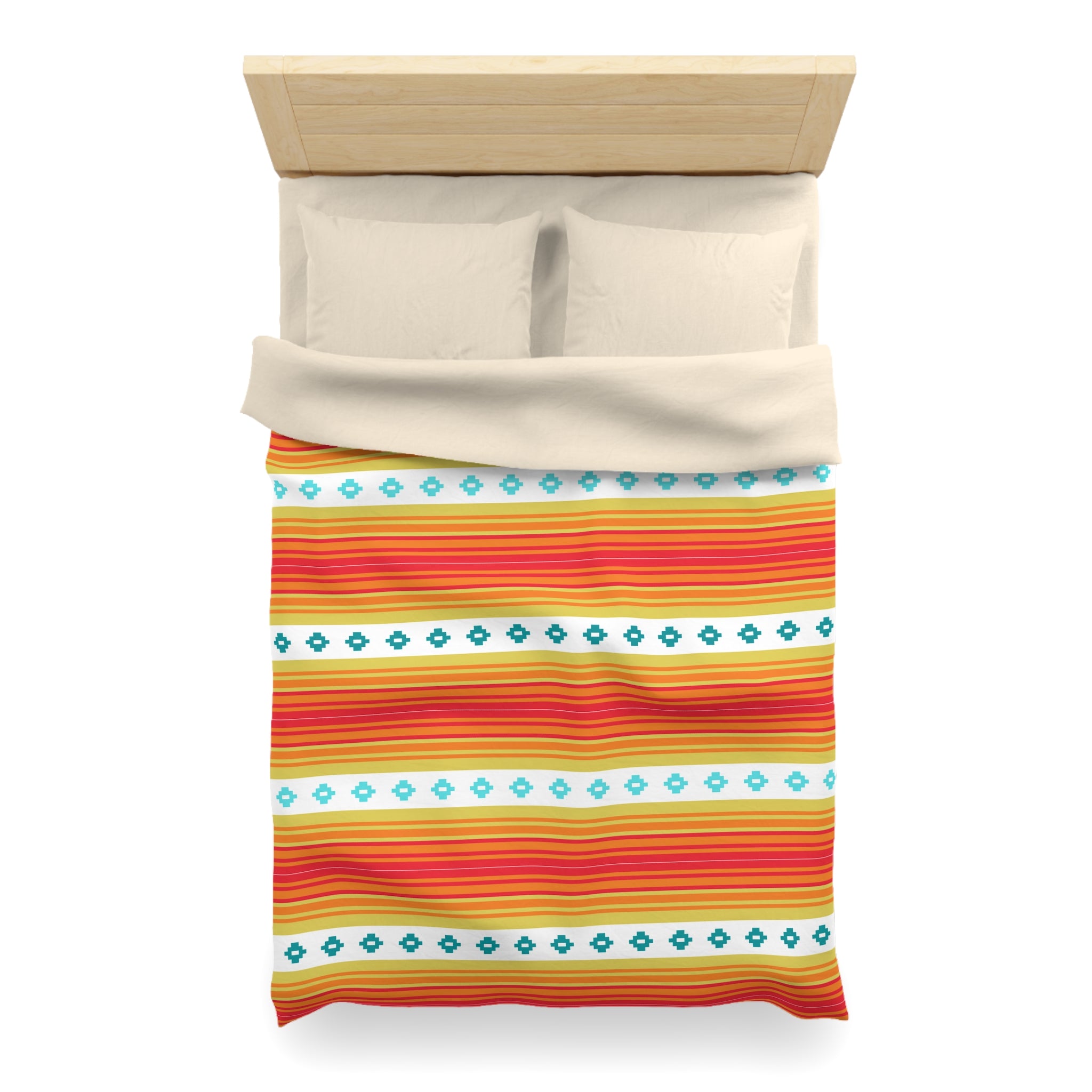 Southwestern Boho Bedroom Bedding Set - Soft Microfiber Duvet Cover with Piping - Queen, King, Full & Twin Sizes - Perfect for Guest Rooms & Vacation Homes