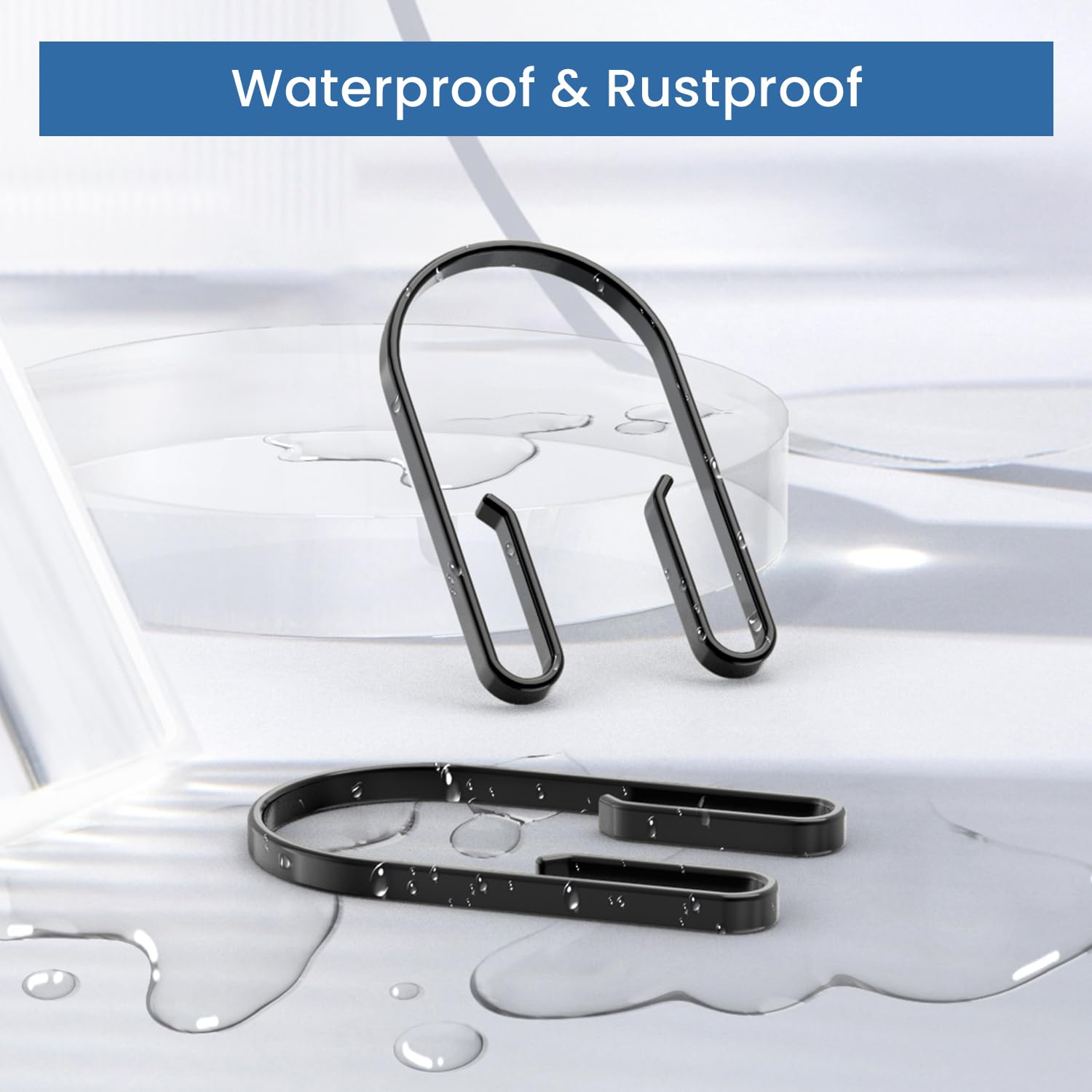 12-Pack Black Double-Sided Shower Curtain Hooks - Rustproof Smooth Sliding Anti-Drop Rings for Inside Shower - Perfect for Bathroom, Hotel & Dorm Use