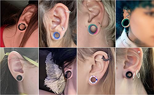 12pcs Double Flared Hollow Silicone Ear Tunnels Plugs - 8g to 40mm Sizes - Soft Stretching Gauges for Ear Piercing - Perfect for Body Jewelry, Stretching, and Everyday Wear