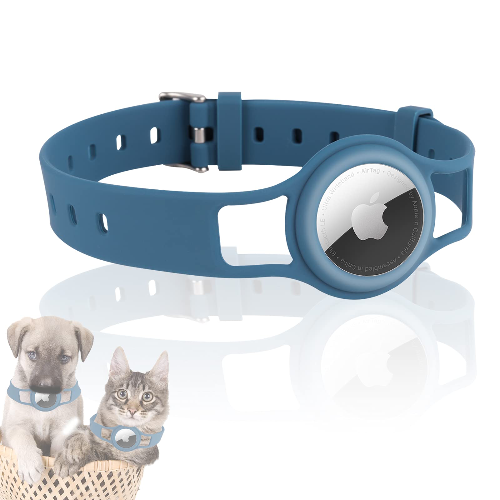 Apple AirTag Dog Collar - Waterproof & Adjustable Pet Tracker Collar for Dogs & Cats with Key Finder, Anti-Lost GPS Tracking (Black) - Perfect for Hiking, Travel & Outdoor Adventures