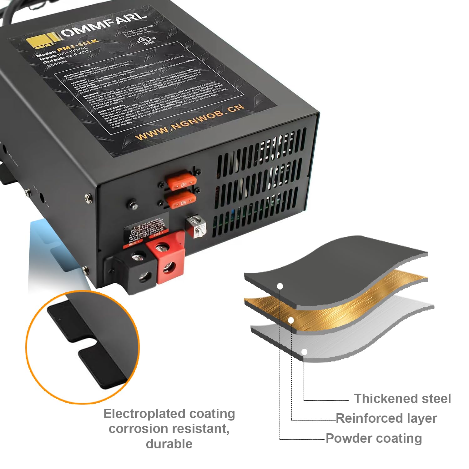 RV Power Converter with Built-in 4-Stage Smart Battery Charger | 55 Amp 12V DC to AC Converter for RVs, Campers & Trailers | Multiple Capacity Options | Perfect for Boondocking & Off-Grid Power Needs