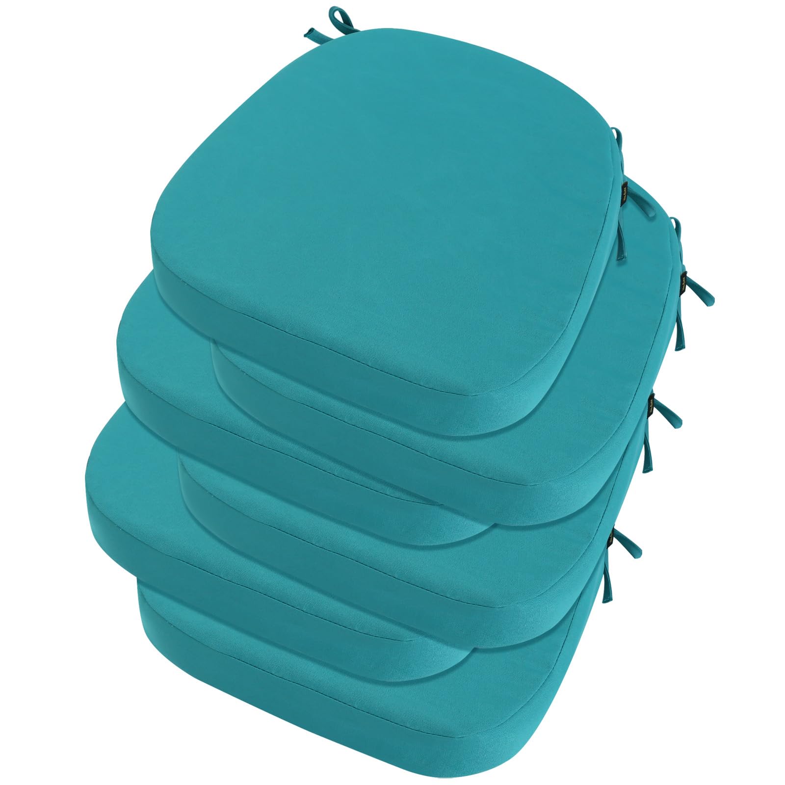 Idee-Home Outdoor Chair Cushions Set - Waterproof Thick Patio Seat Cushions with Ties for Dining Chairs, Indoor & Outdoor Furniture - Perfect for Backyard, Deck, Poolside & Garden Use