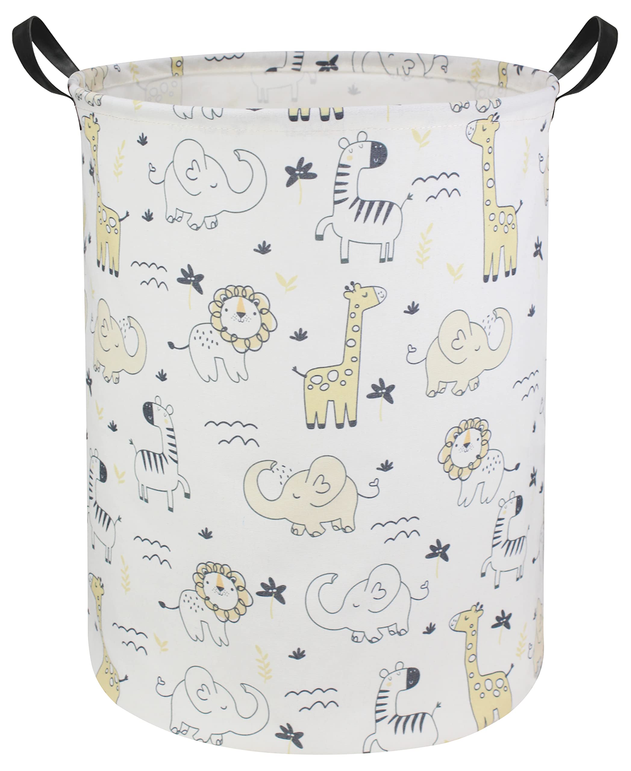 HIYAGON Collapsible Baby Laundry Hamper - Waterproof Storage Basket for Kids Clothes, Toys & Dirty Laundry - Foldable Organizer Bin for Nursery, Playroom & Bedroom (Animal Print) - Perfect for Boys & Girls Gift Ideas