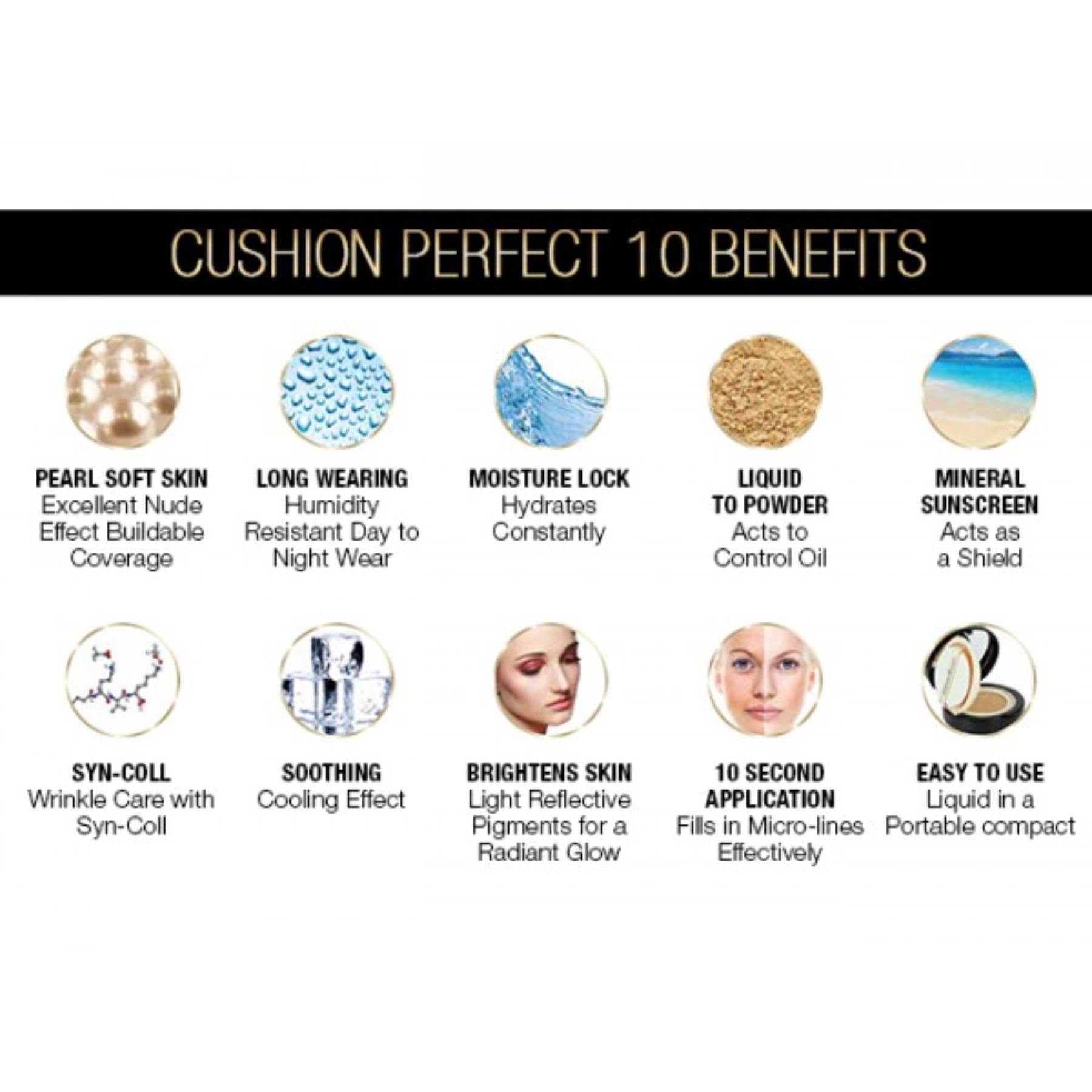 Limit 3 - 10 Collagen Cushion Compact Foundation SPF 30, Winner of Best Foundation Award, Porcelain Shade 11 - Perfect for Daily Makeup & On-The-Go Touch Ups