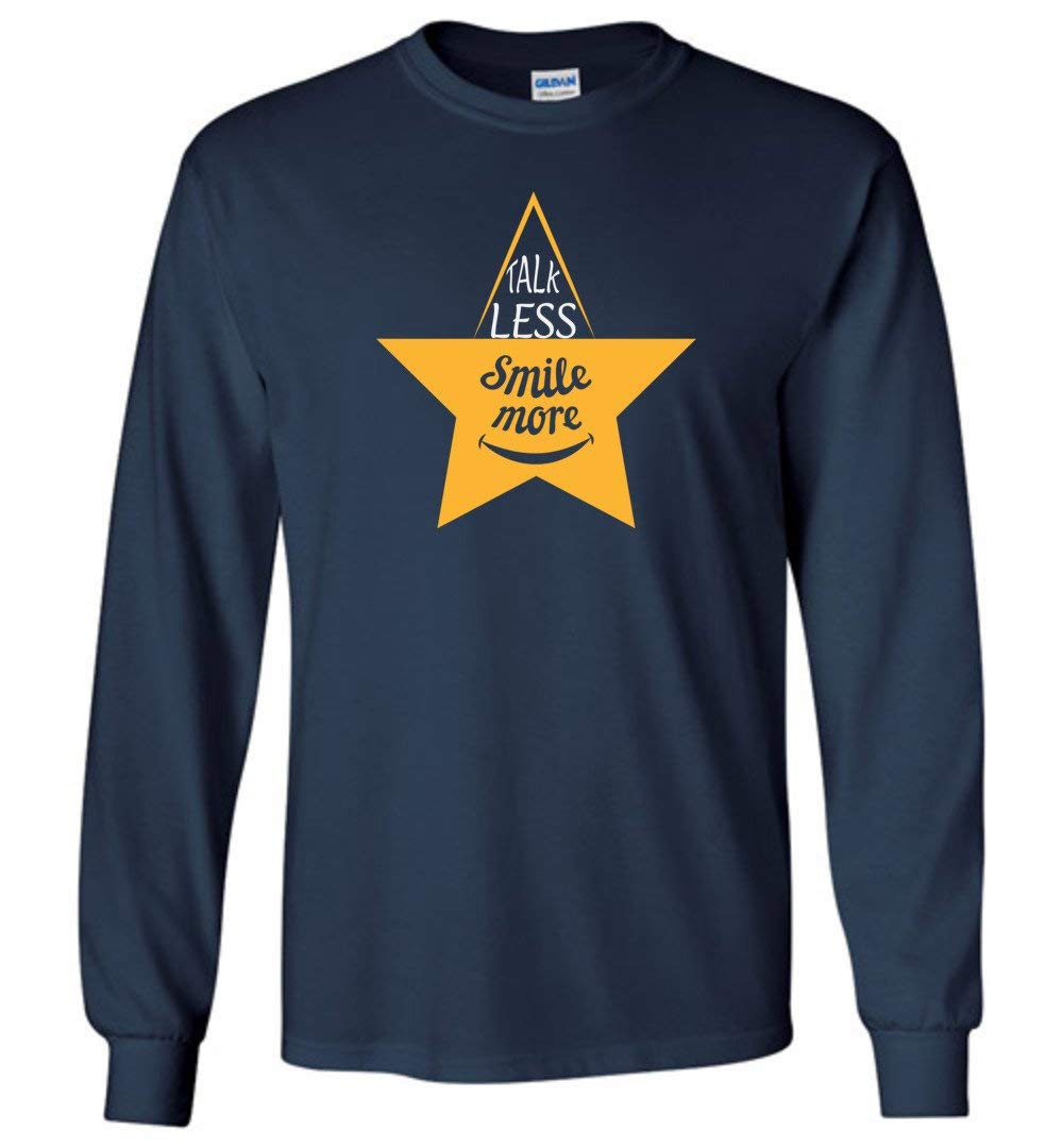 Talk Less Smile More Hamilton Musical Quote Long Sleeve T-Shirt - Navy Blue | Perfect for Broadway Fans, Theater Gifts & Hamilton Merchandise