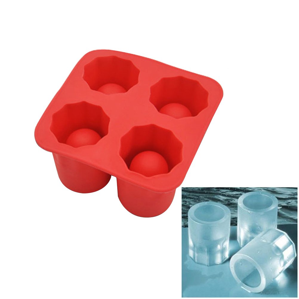 Cabilock 4-Cup Silicone Ice Cube Mold - Reusable Whiskey Ice Ball Maker for Cocktails, Bourbon & Scotch - Perfect for Summer Drinks, Parties & Home Bars