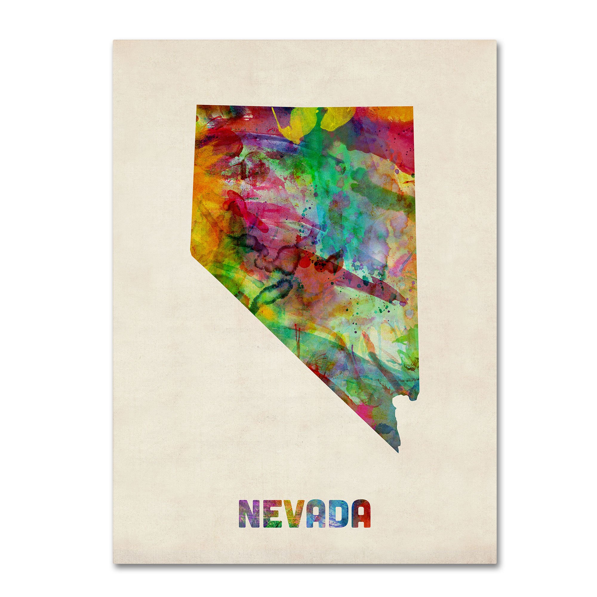 Michael Tompsett Nevada Map Canvas Wall Art - 35x47 Inches, Premium Trademark Fine Art Print for Home & Office Decor | Perfect for Living Room, Bedroom, or Office Wall Display