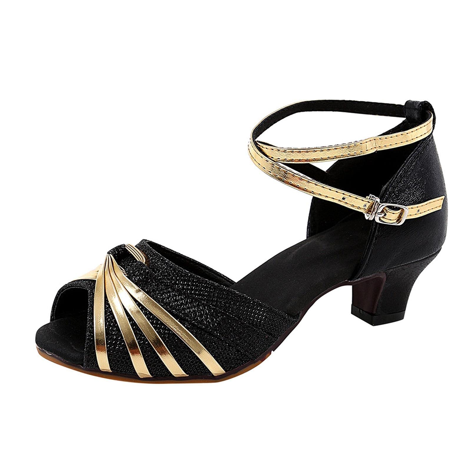 Women's Peep Toe Dance Sandals - Latin Ballroom Ballet Slippers for Prom & Performance | Comfortable Slide Shoes for Ladies Dancing, Practice & Stage Shows