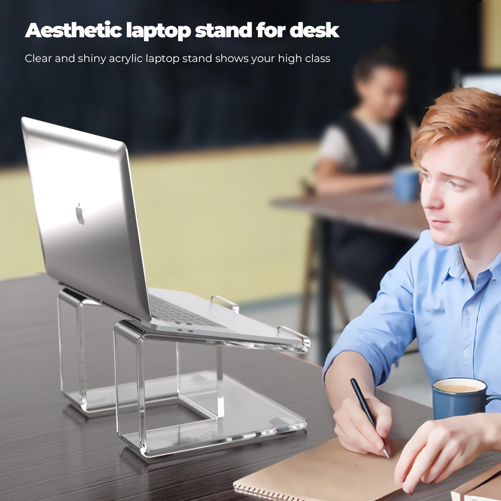 Ergonomic Acrylic Laptop Stand for Desk - Adjustable Laptop Riser Holder for 15-17.3 Inch MacBooks & Notebooks - Clear Computer Stand for Better Posture | Perfect for Home Office, Workstation & Gaming Setup