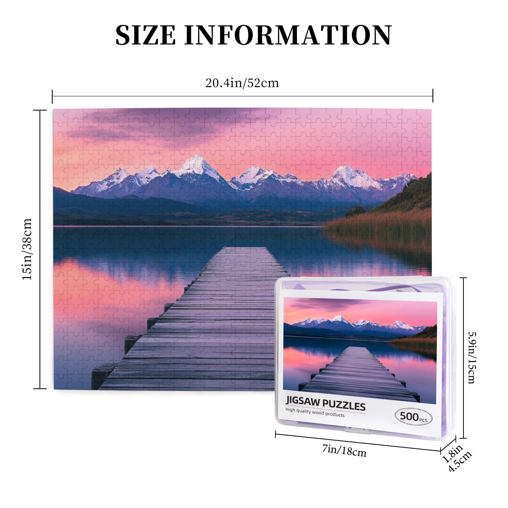 500-Piece Snowy Mountain & Lake Wooden Jigsaw Puzzle for Adults - Scenic Landscape Photography, Creative Hobby Activity for Stress Relief & Relaxation - Perfect for Home Decor, Family Game Night & Mindfulness Practice