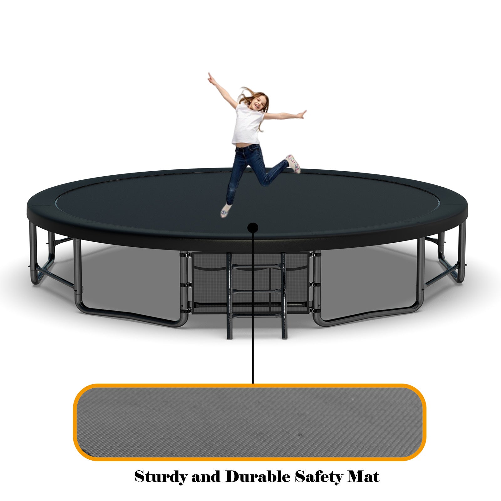 16FT Heavy Duty Outdoor Trampoline for Kids & Adults - ASTM Approved Pumpkin Shape with Curved Poles & Anti-Rust Coating | Perfect for Backyard Fun, Family Exercise & Outdoor Recreation