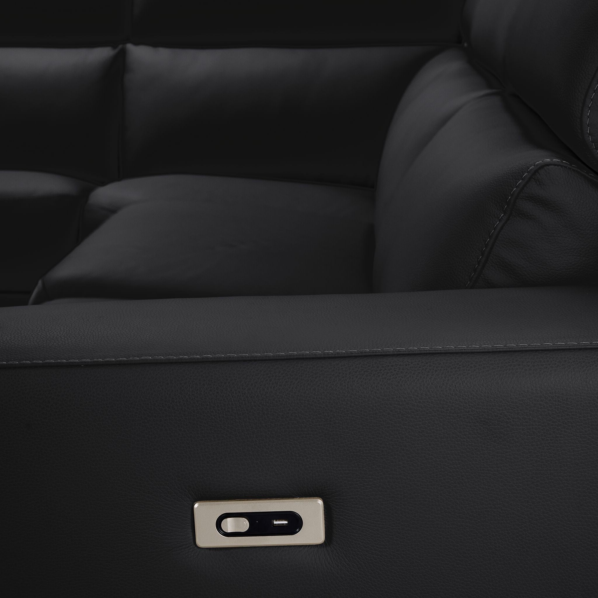 Bianca 3-Piece Power Reclining Sectional Sofa with Left-Facing Chaise in Dark Grey - Modern Living Room Furniture for Home Theater & Family Gatherings
