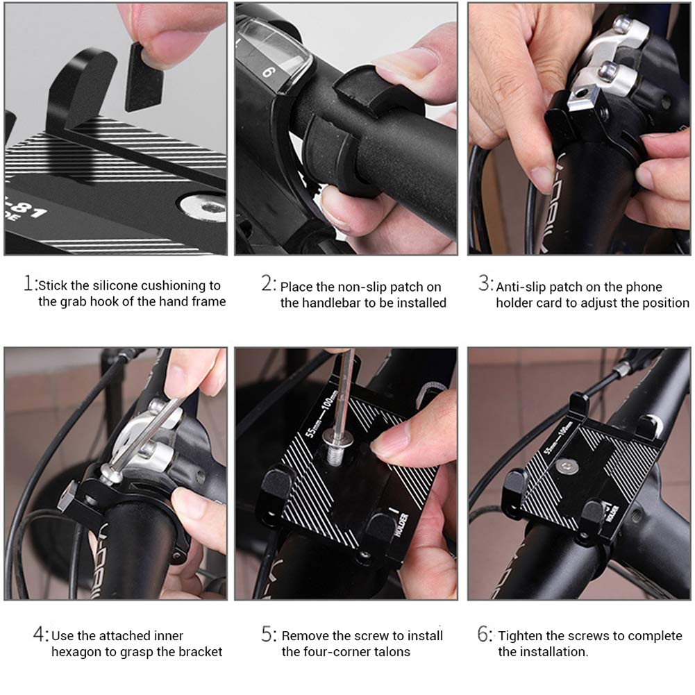 Durable Aluminum Alloy Adjustable Mountain Bike Phone Holder - 360° Rotating Clamp for GPS & Smartphones | Perfect for Cycling, Commuting & Outdoor Adventures