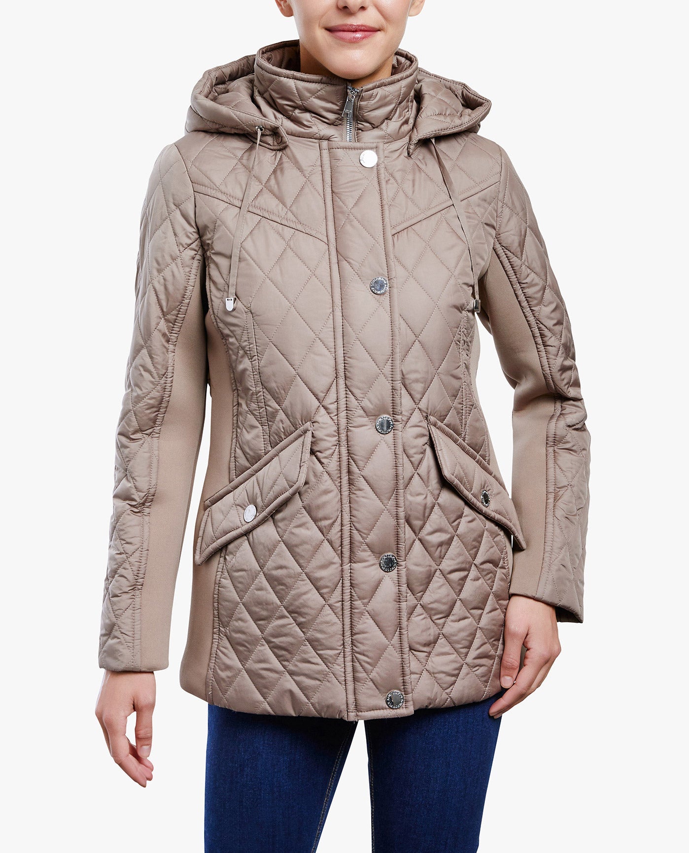 Quilted Zip Front Hooded Jacket for Women - Lightweight Warm Winter Coat for Outdoor Activities, Hiking & Casual Wear
