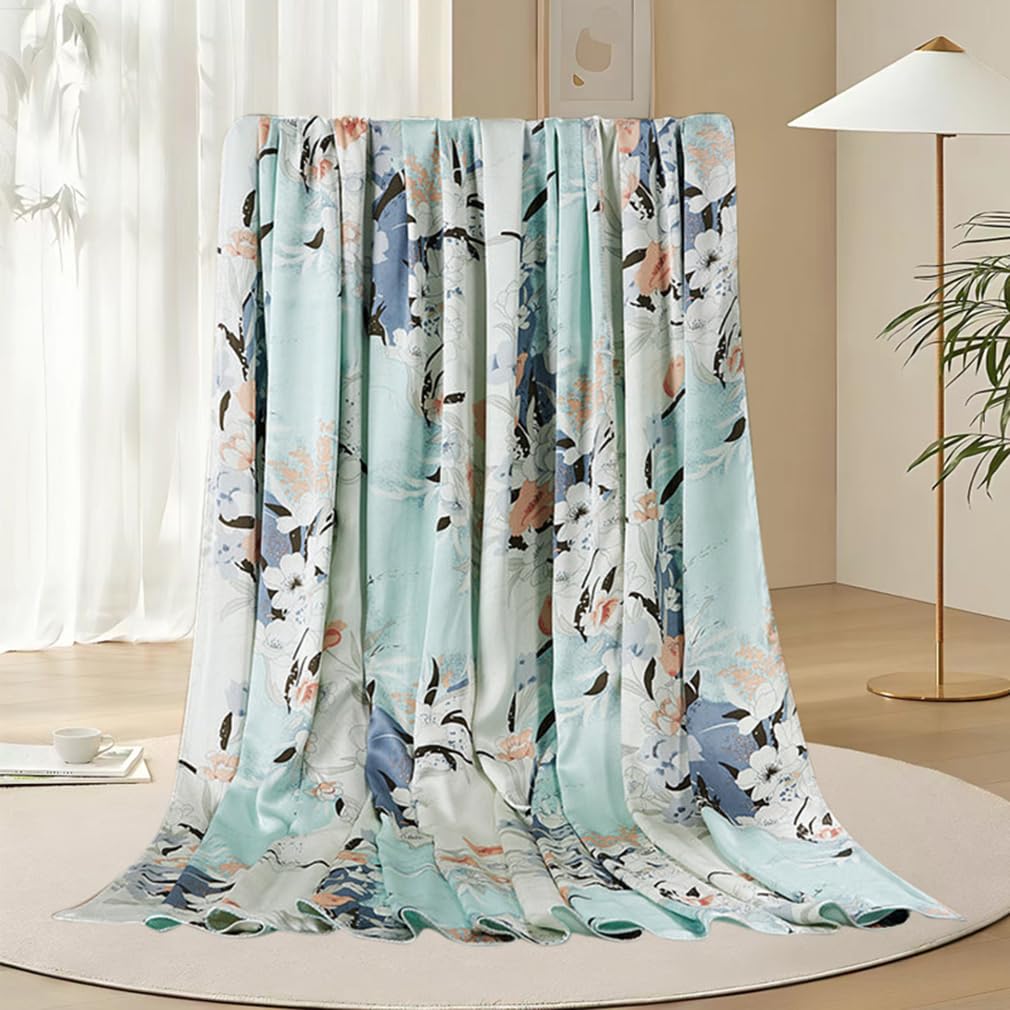 Maxfeel 100% Mulberry Silk Duvet Cover - Queen/King/Cal King Size Floral Print Charmuse Silk Bedding Set | Luxury Soft Comforter Cover for Master Bedroom, Guest Room & Hotel Use