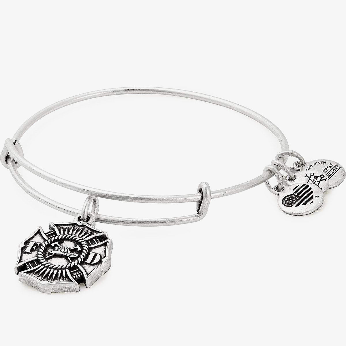 Firefighter Charm Bangle Bracelet - Sterling Silver First Responder Jewelry Gift for Women & Men - Perfect for Firefighter Appreciation, EMS Week & Emergency Worker Gifts