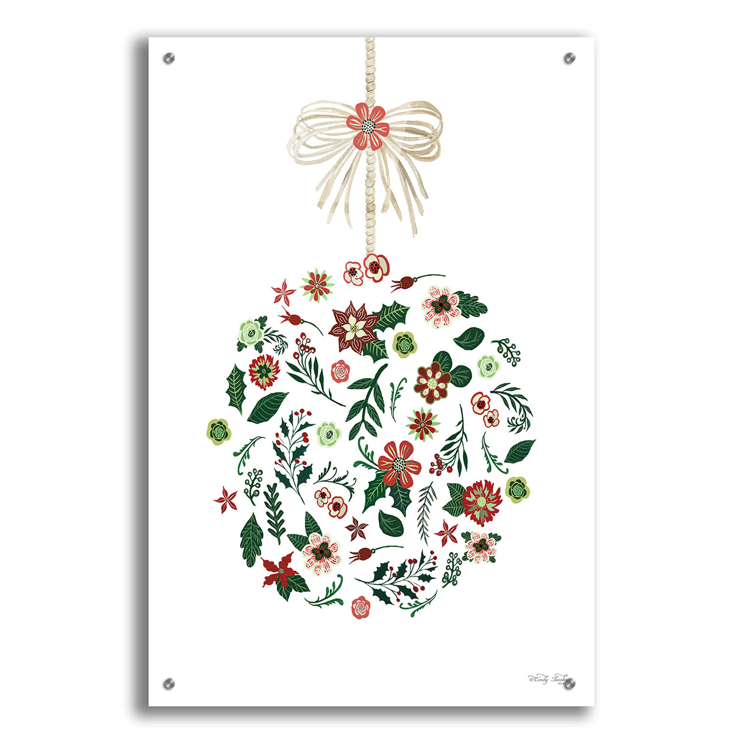 Epic Art 'Christmas Ornament II' by Cindy Jacobs - 24x36 Inch Acrylic Glass Wall Decor for Holiday Home & Office Decoration | Perfect Christmas Gift & Seasonal Interior Design