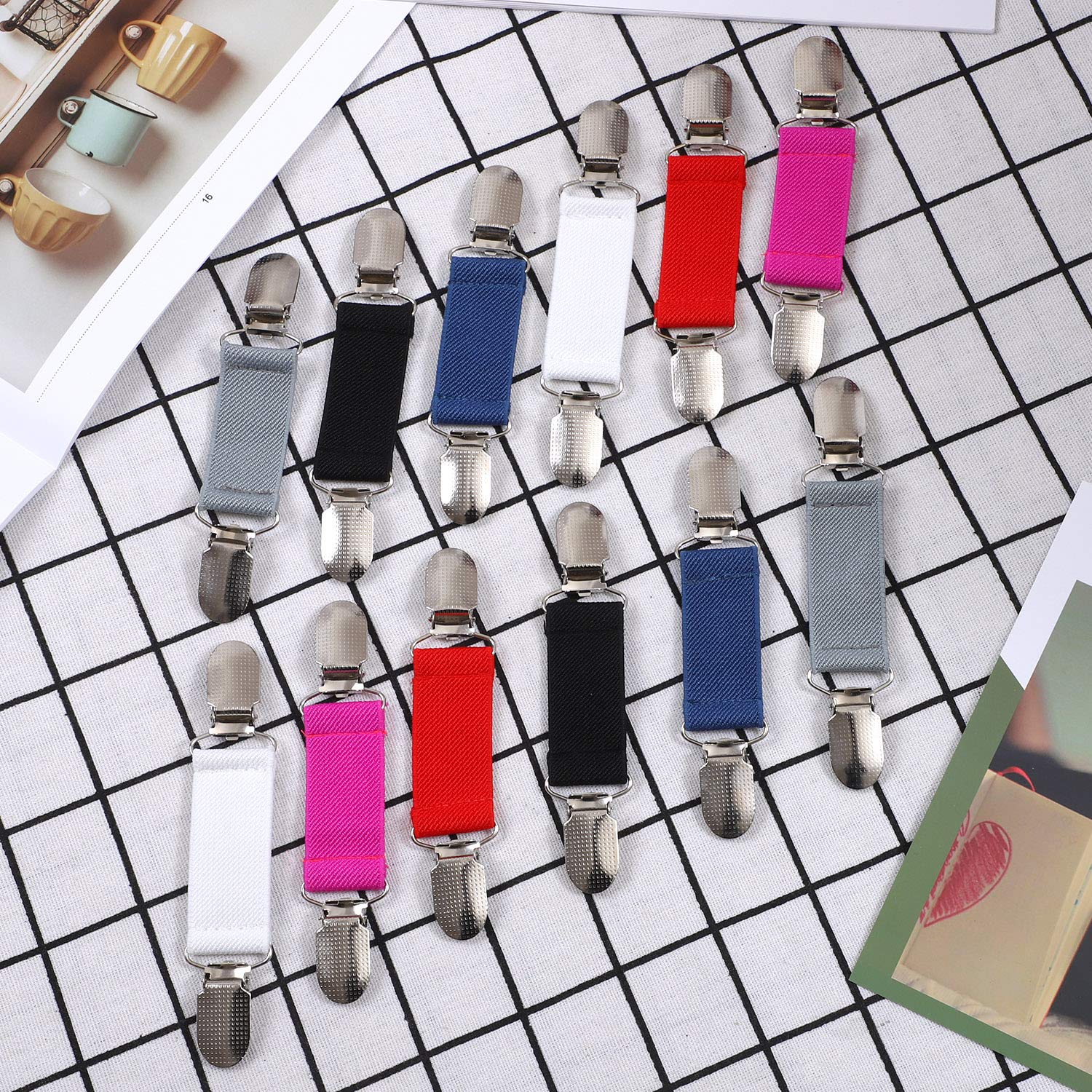 Ruisita 12pcs Stainless Steel Dress Clips - Secure Gloves & Garments for Work & Sports