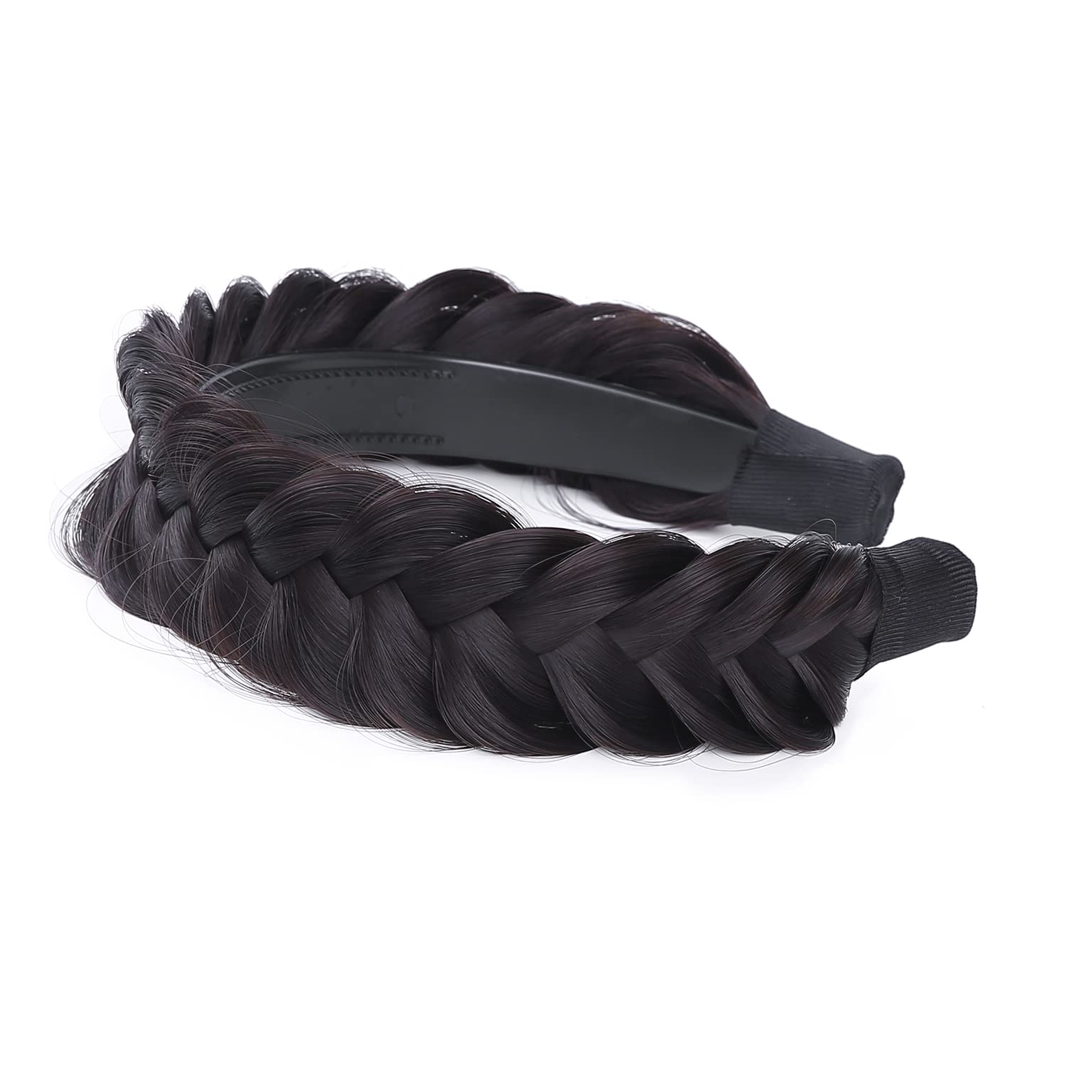 Vowyore Wide Fishtail Braid Headband with Teeth - Classic Chunky Synthetic Hairpiece for Women & Girls | Perfect for Weddings, Parties & Everyday Hair Accessories