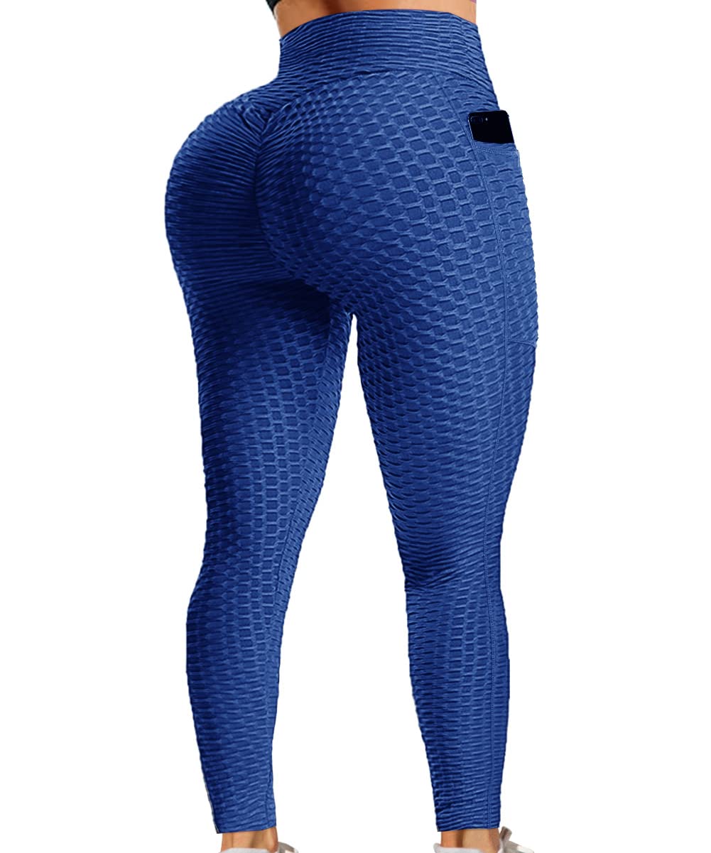 AGROSTE Women's High Waist Yoga Pants - Tummy Control Workout Leggings with Butt Lifting & Textured Design - Stretchy Booty Tights for Gym, Running, Yoga & Lounge Wear