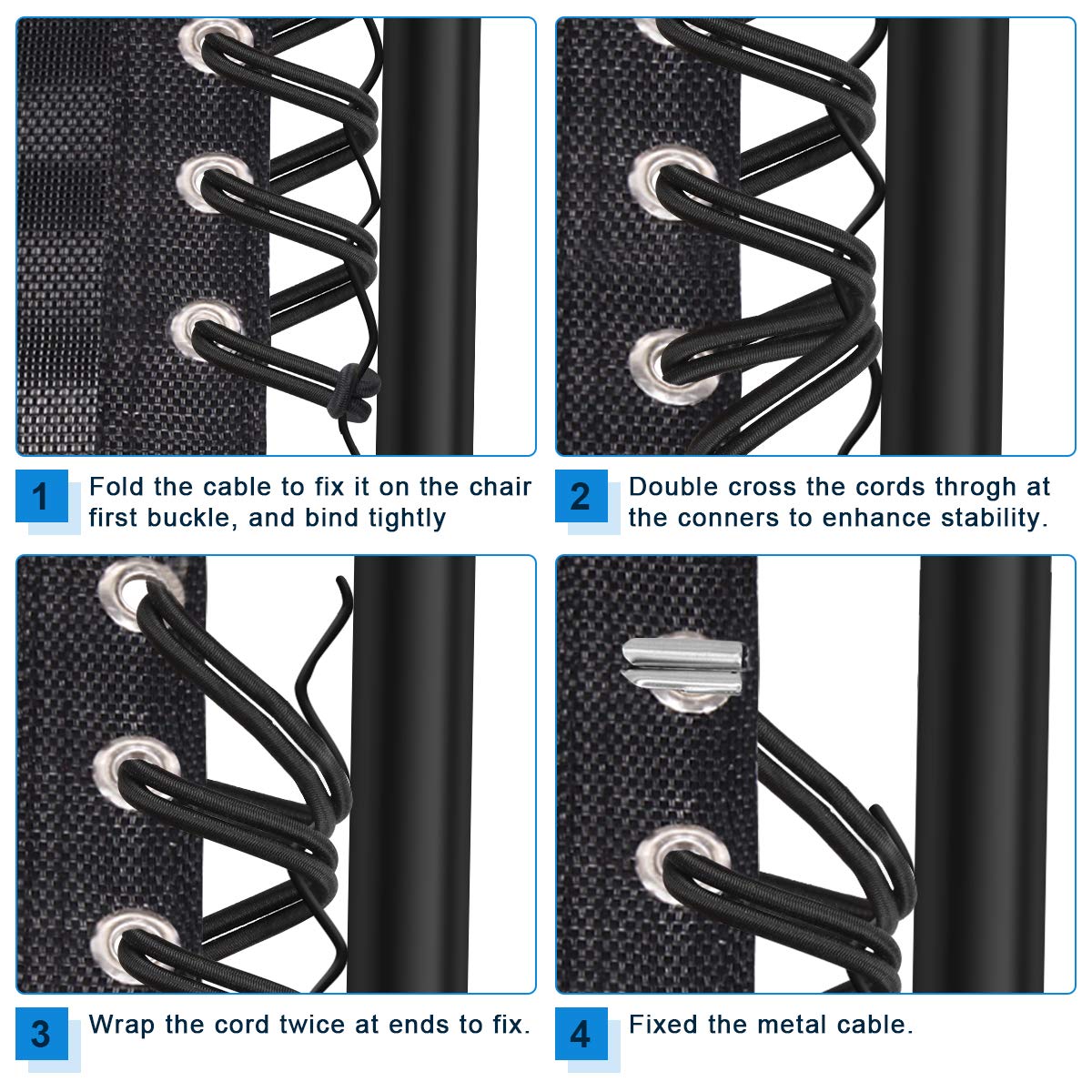 **Universal Replacement Cord for Zero Gravity Chair – 4 Pack Elastic Bungee Cords Repair Kit – Durable Black Straps for Recliners, Patio Chairs & Outdoor Furniture – Perfect for DIY Fixes & Home Maintenance**