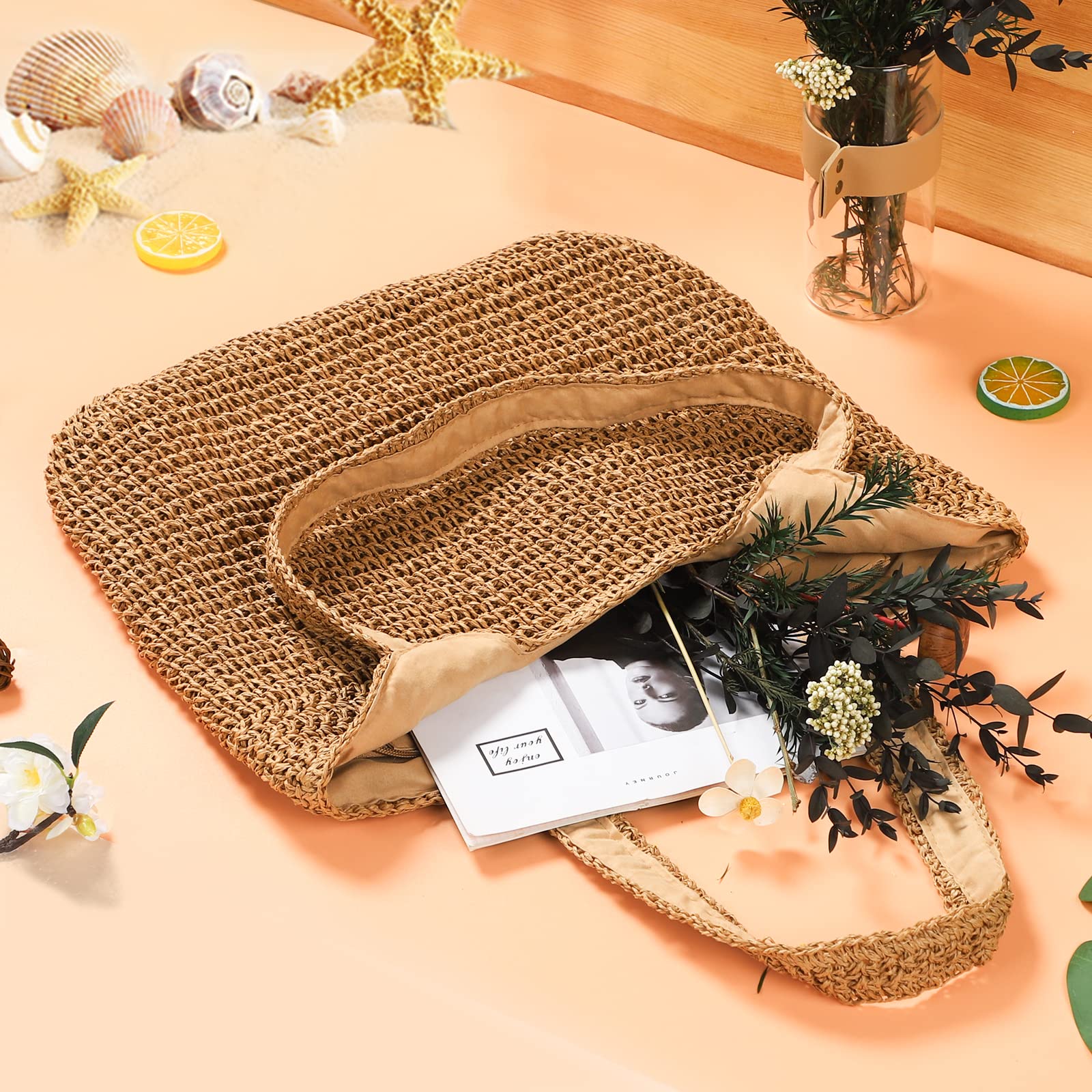 Women's Woven Straw Beach Tote Bag - Large Handmade Shoulder Bag for Summer, Vacation & Picnic | Perfect for Beach Outings, Poolside Lounging & Shopping Trips