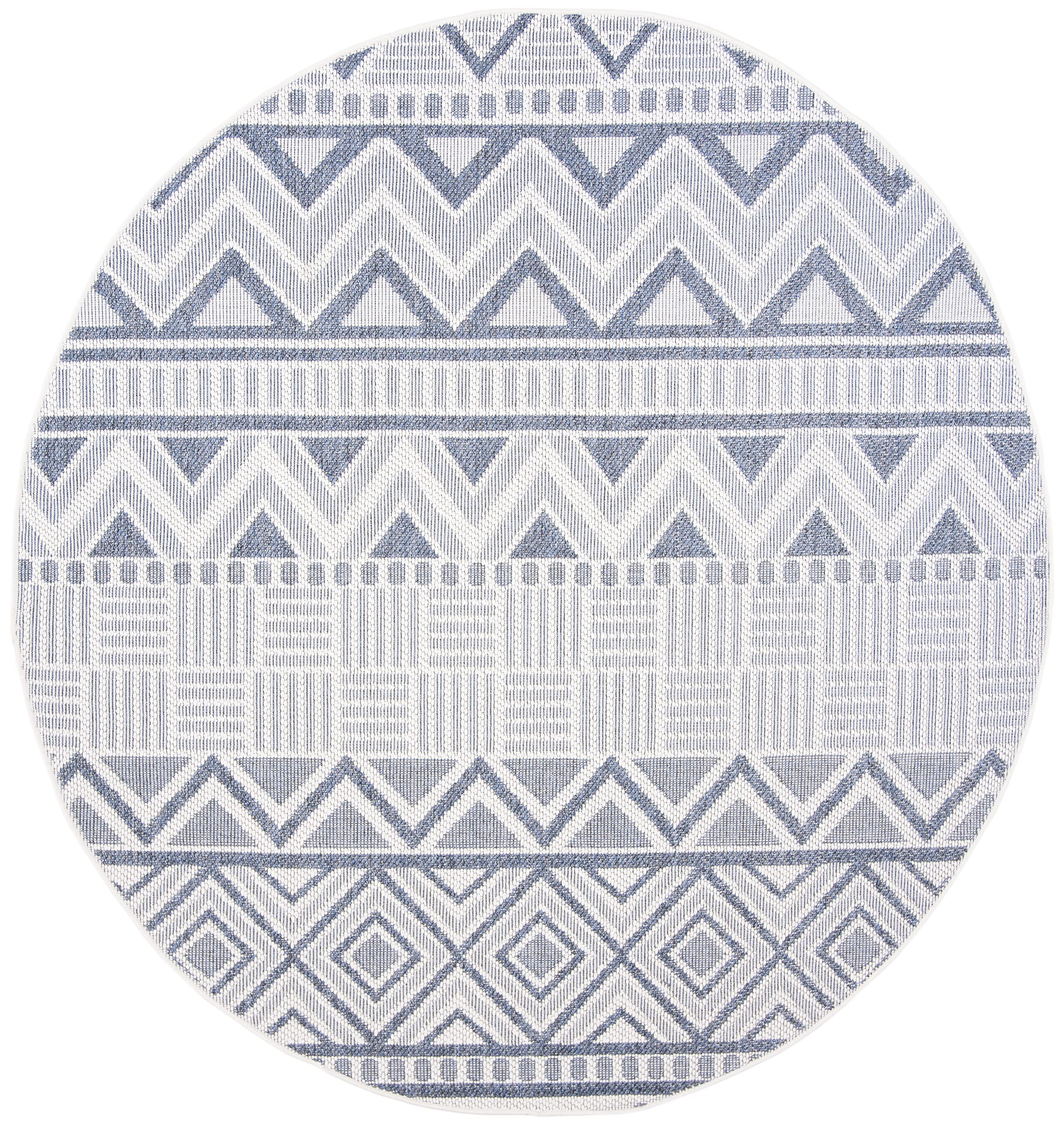 SAFAVIEH Bermuda Collection 8' Round Area Rug - Cream & Navy, Non-Shedding, Machine Washable Indoor/Outdoor Rug for Living Room, Bedroom, Patio & Backyard (BMU818A)