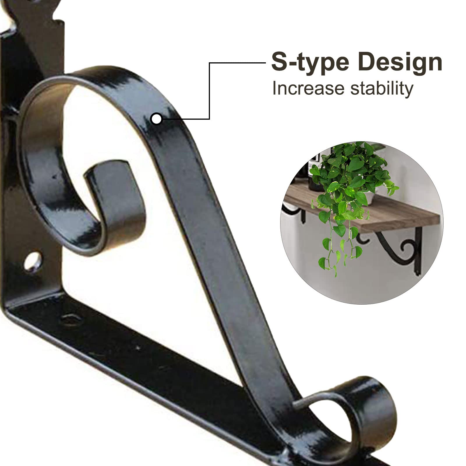 EAGLES 4-Pack 8 Inch Heavy Duty Rustic Iron Shelf Brackets - L-Shaped Wall Mounted Floating Shelf Supports for DIY Open Shelving (2 Black + 2 White) | Perfect for Kitchen, Bathroom & Living Room Storage Decor