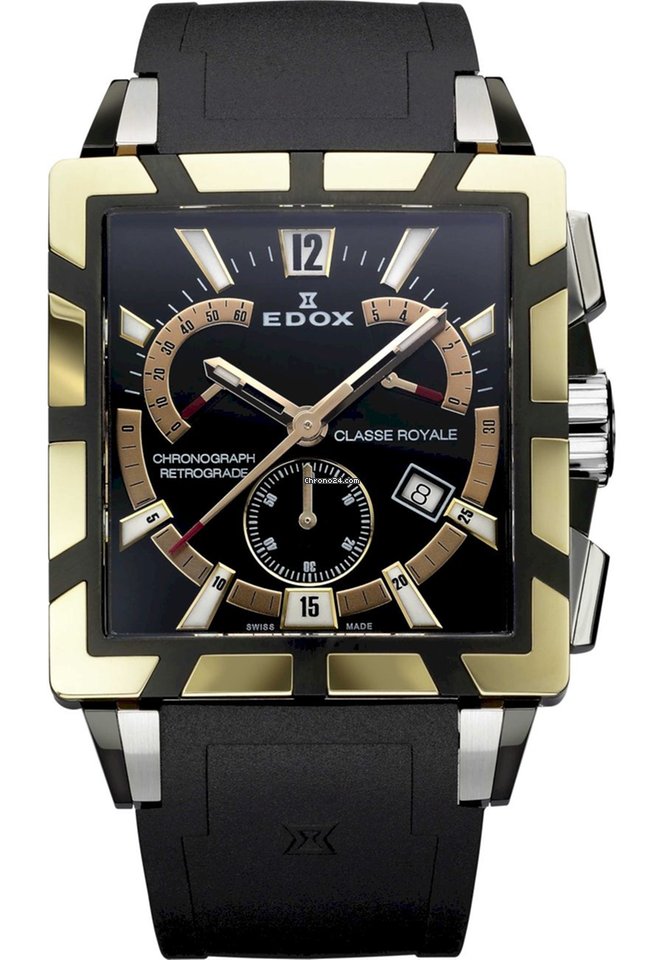 Edox Classe Royale Chronograph Retrograde Men's Watch 01504-357RN-NIR - Luxury Swiss Timepiece for Business, Formal & Special Occasions