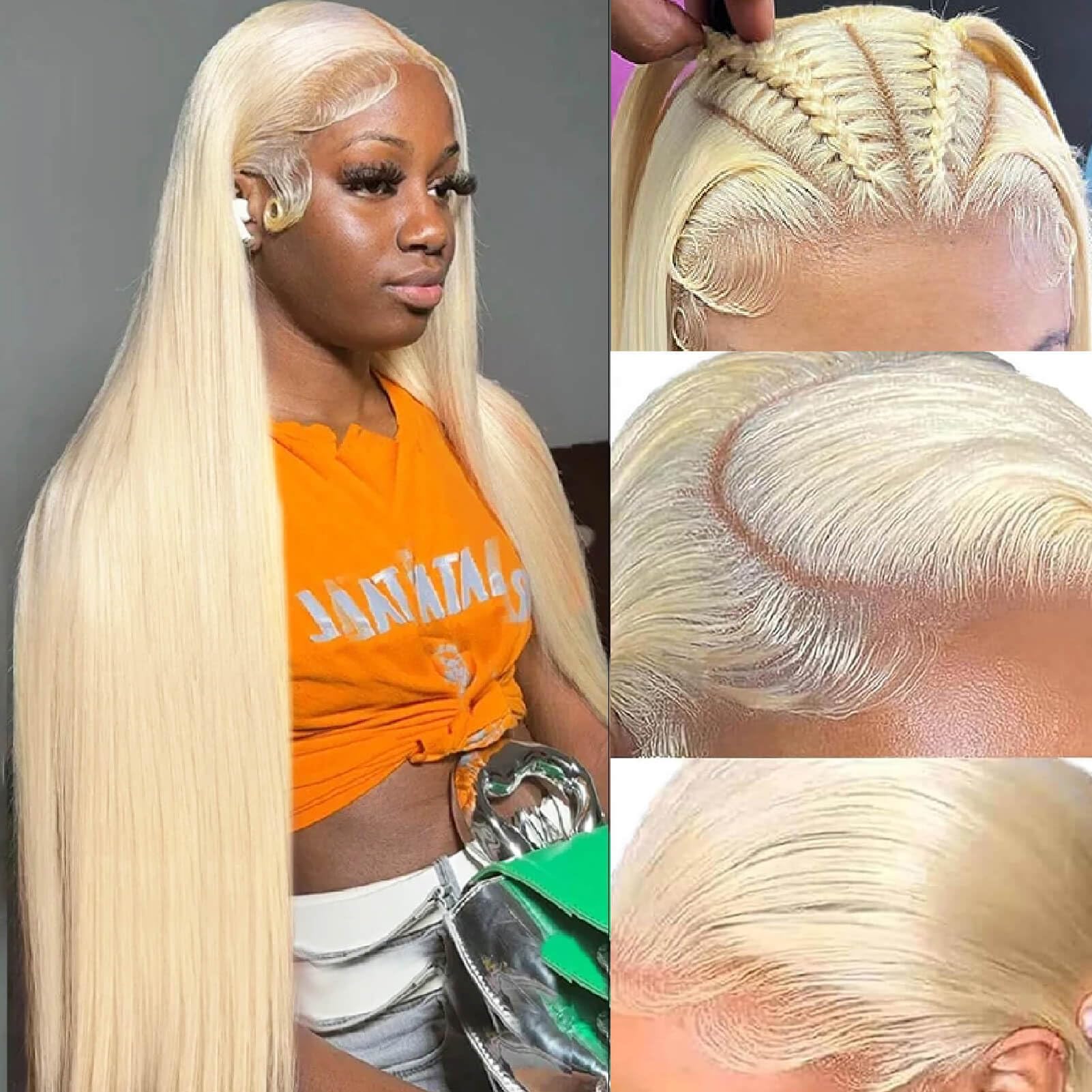 613 Blonde 13x6 HD Lace Front Wig - 30 Inch Straight Brazilian Human Hair Wig with Pre-Plucked Hairline & 180 Density (Glueless, Transparent Lace) - Perfect for Daily Wear, Cosplay, and Special Occasions